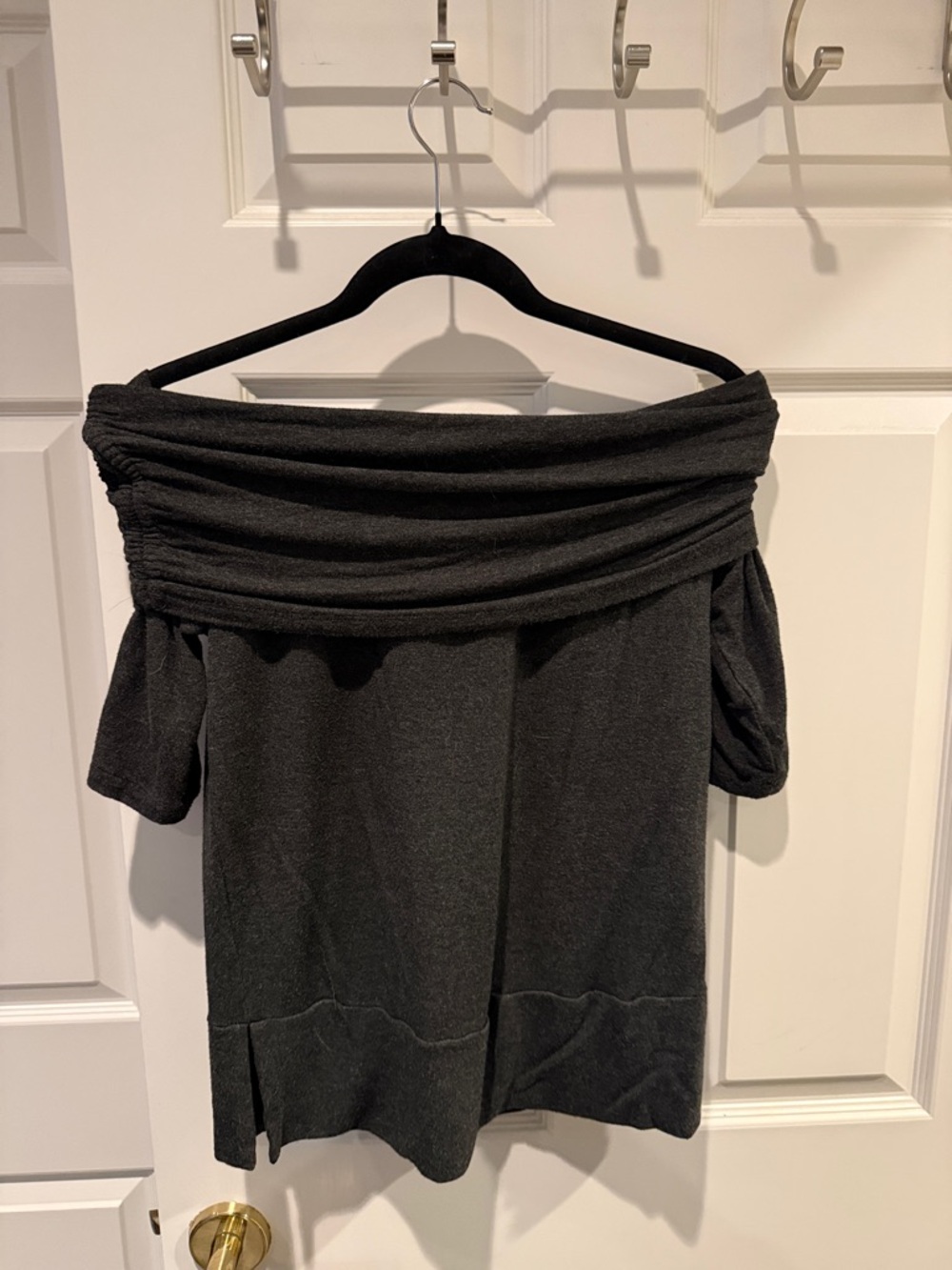 Lou & Grey Charcoal Off the Shoulder Sweater Top
